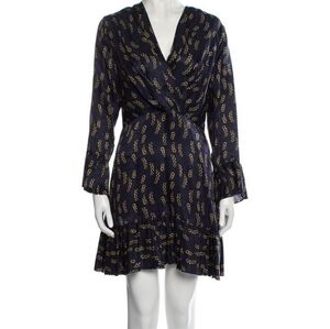 Sandro Paris long sleeve V neck mini dress